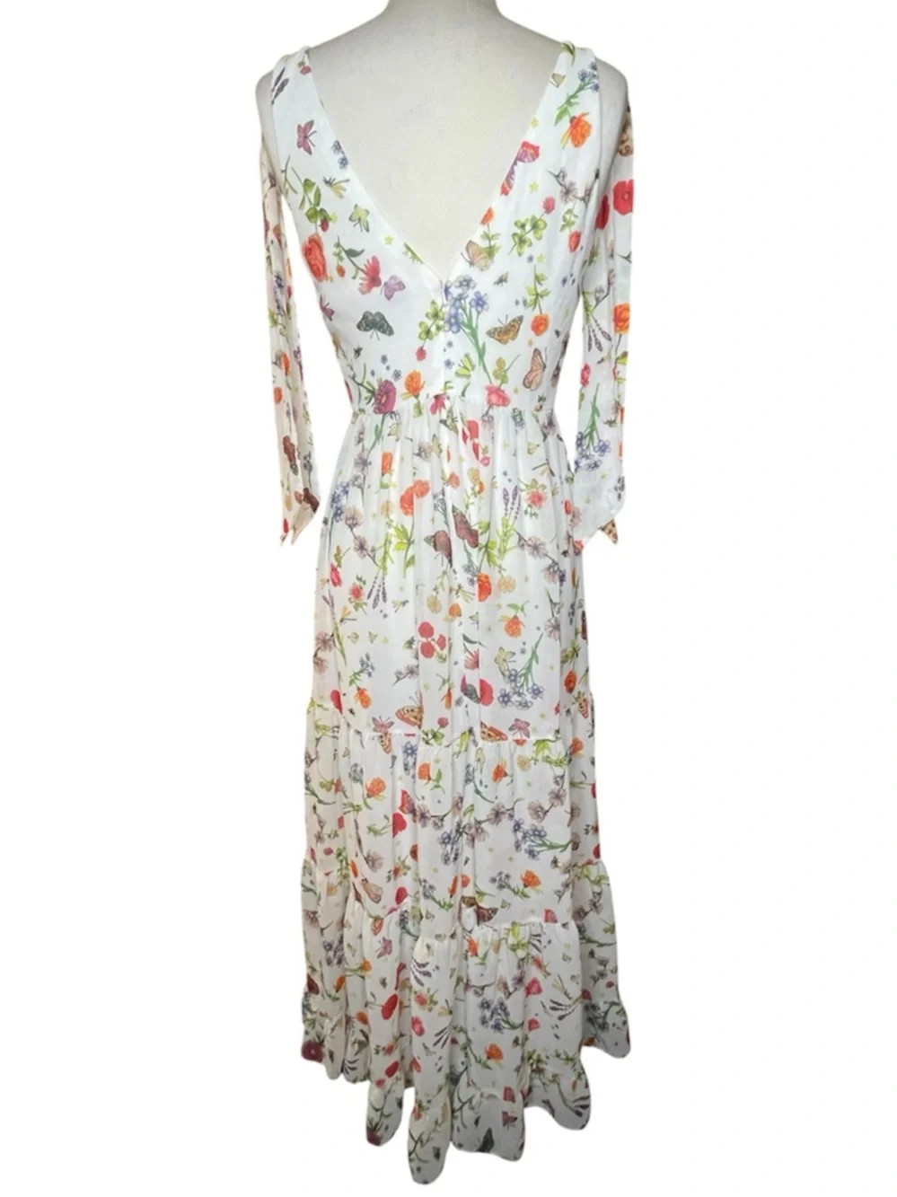 Mac Duggal IEENA White Floral Maxi Dress - Feminine Summer Dress Sz 6 - Picture 2 of 5